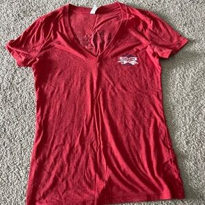Red V-Neck Women's Top